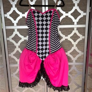 Pink and Black Checkered Women's Dress